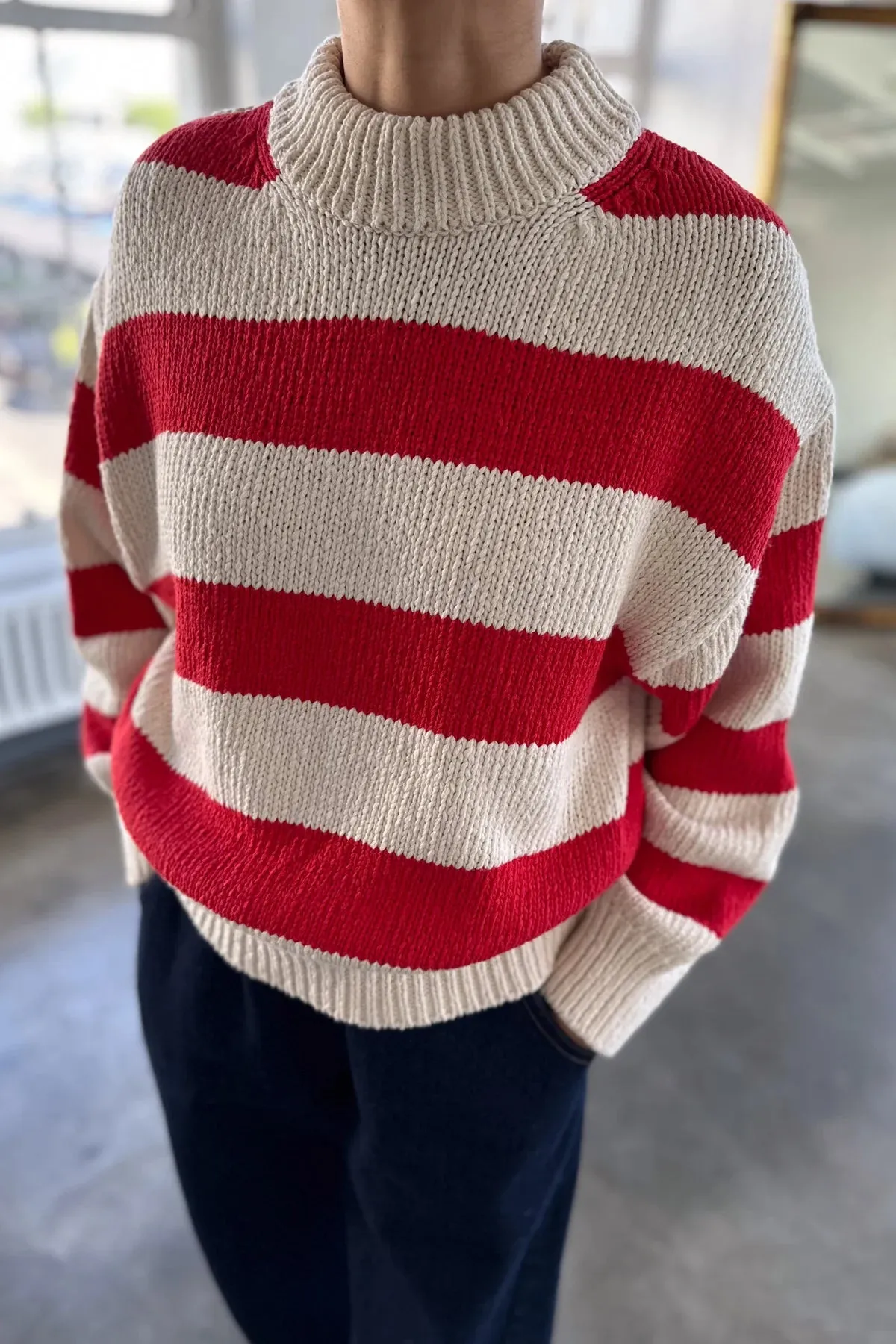 Zoe Sweater in Red Stripe | Le Bon Shoppe
